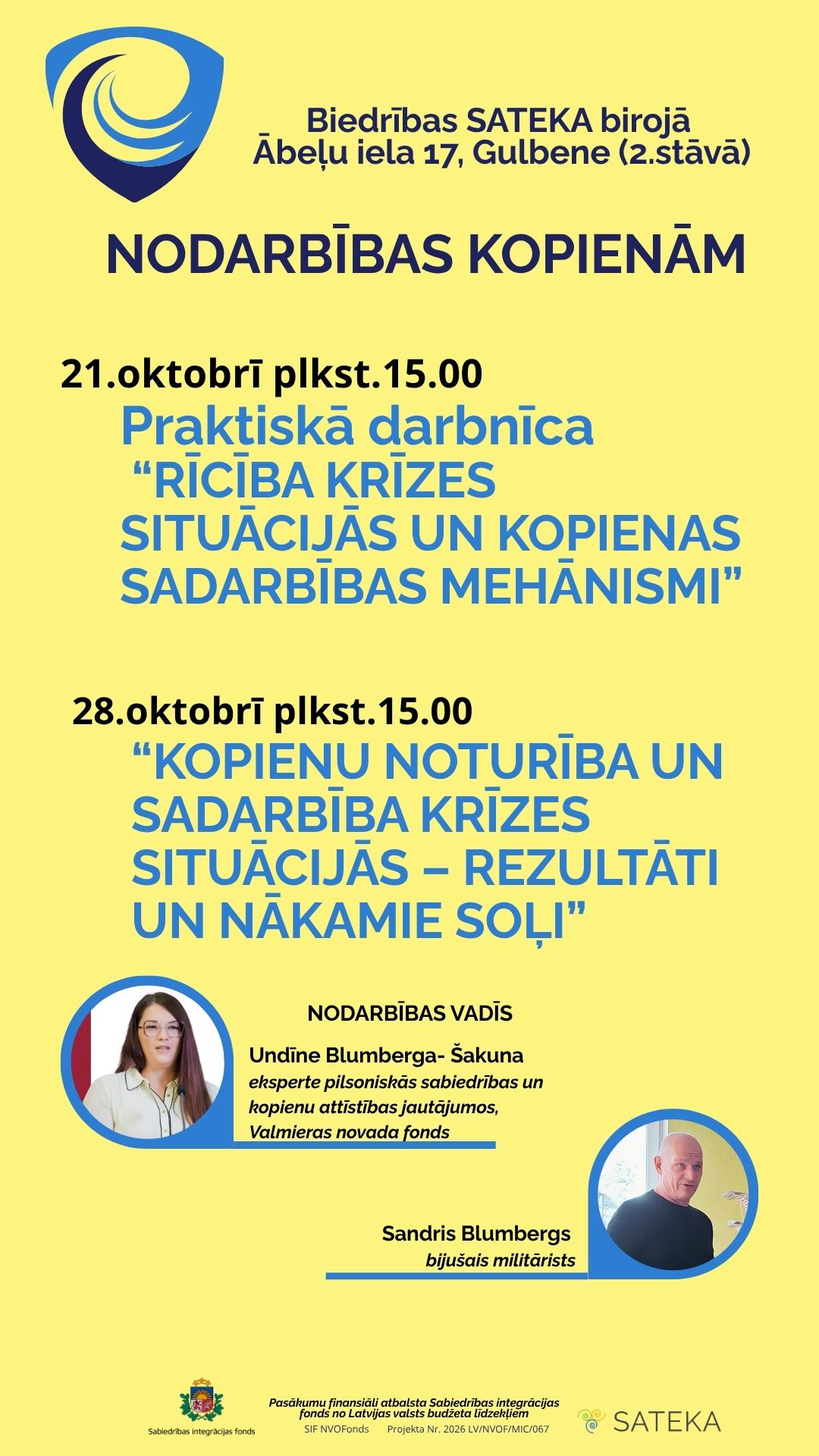 oktobra nodarbības kopienām